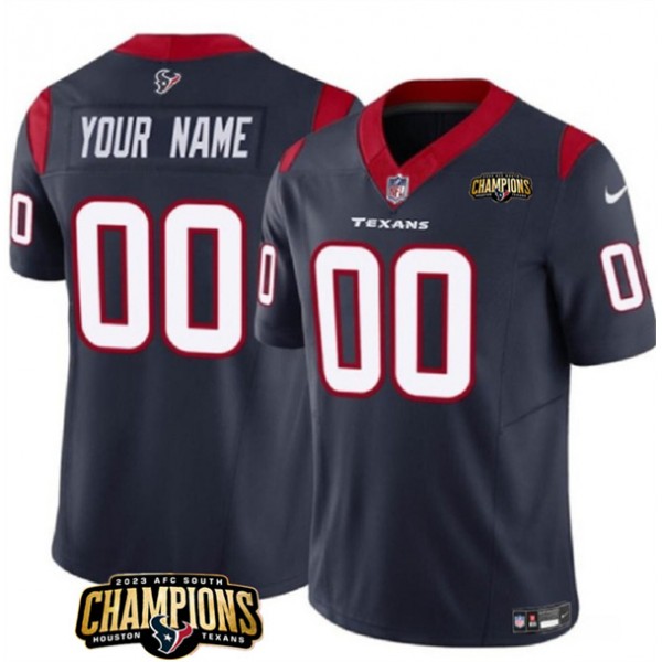 Houston Texans Custom Navy 2023 F.U.S.E. AFC South Champions Patch Vapor Limited Stitched Jersey