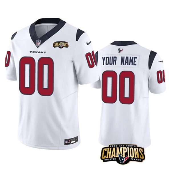 Houston Texans Custom White 2023 F.U.S.E. AFC South Champions Patch Vapor Limited Stitched Jersey
