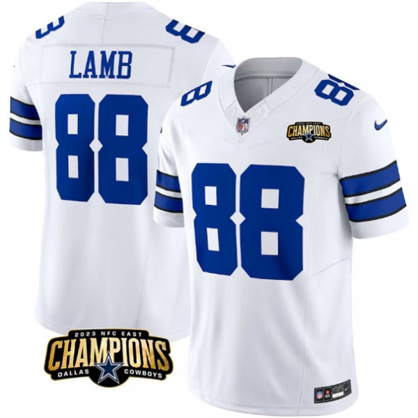 Dallas Cowboys #88 CeeDee Lamb White 2023 F.U.S.E. NFC East Champions Patch Stitched Jersey