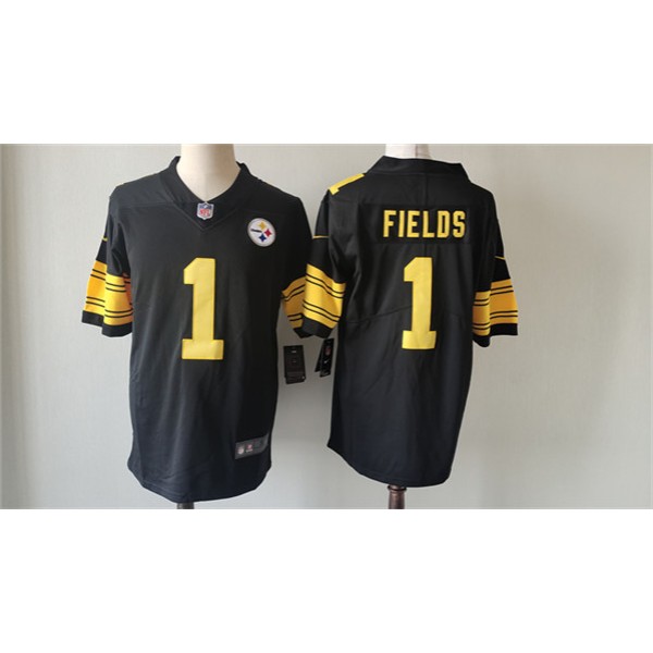 Pittsburgh Steelers #1 Justin Fields Black Color Rush Limited Stitched Jersey