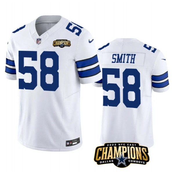 Dallas Cowboys #58 Mazi Smith White 2023 F.U.S.E. NFC East Champions Patch Stitched Jersey