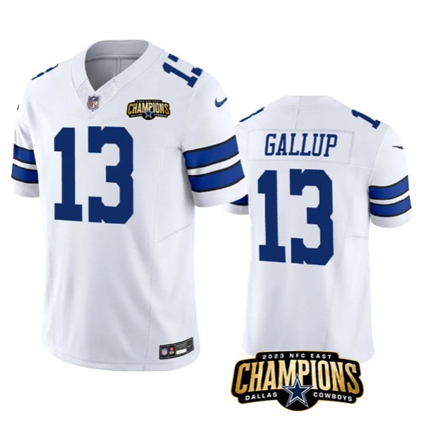 Dallas Cowboys #13 Michael Gallup White 2023 F.U.S.E. NFC East Champions Patch Stitched Jersey