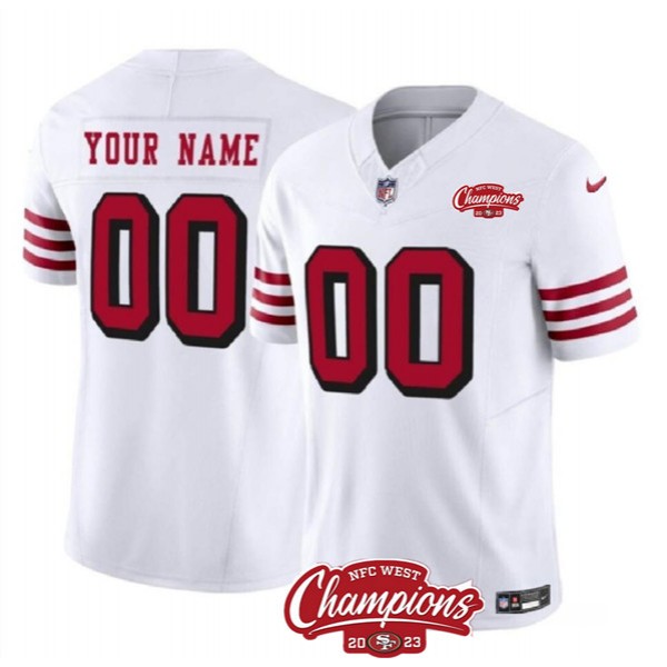 San Francisco 49ers Custom White 2023 F.U.S.E. NFC West Champions Patch Alternate Stitched Jersey