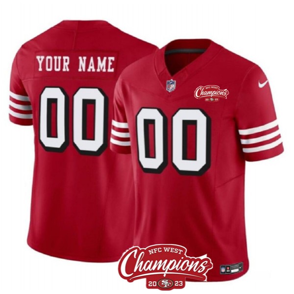 San Francisco 49ers Custom Red 2023 F.U.S.E. NFC West Champions Patch Alternate Stitched Jersey