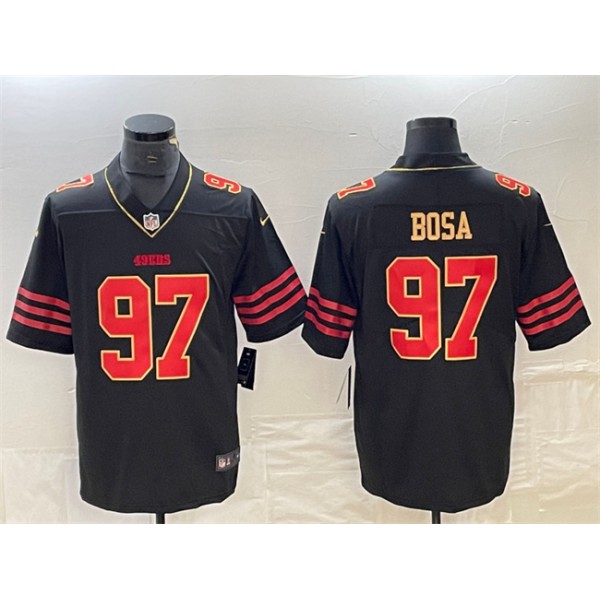 San Francisco 49ers #97 Nick Bosa Black Gold Stitched Jersey
