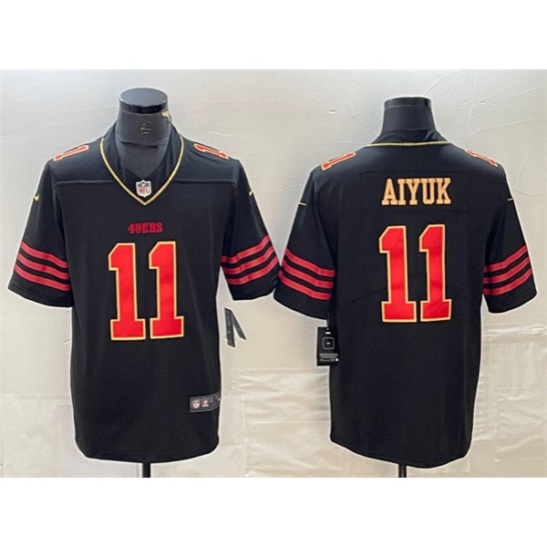 San Francisco 49ers #11 Brandon Aiyuk Black Gold Stitched Jersey