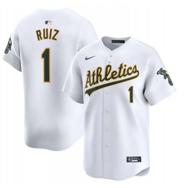 Oakland Athletics #1 Esteury Ruiz White Home Limited Stitched Jersey