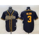 Pittsburgh Steelers #3 Russell Wilson Black Gold With Patch Cool Base Stitched Jersey