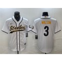 Pittsburgh Steelers #3 Russell Wilson White With Patch Cool Base Stitched Jersey