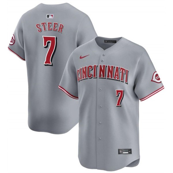 Cincinnati Reds #7 Spencer Steer Gray Away Limited Stitched Jersey