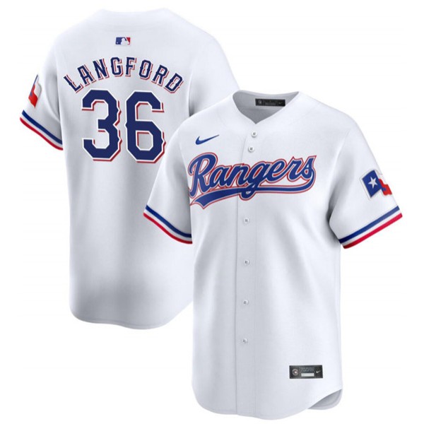 Texas Rangers #36 Wyatt Langford White 2024 Gold Collection Cool Base Stitched Jersey