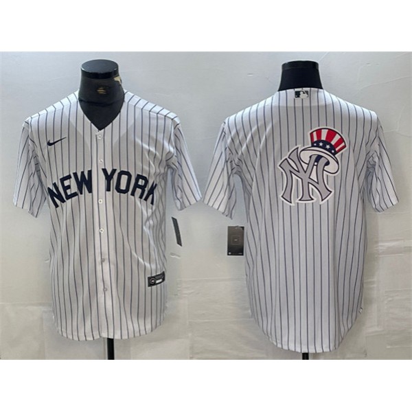 New York Yankees Team Big Logo White Cool Base Stitched Jersey