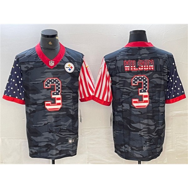 Pittsburgh Steelers #3 Russell Wilson Camo USA Flag Limited Stitched Jersey