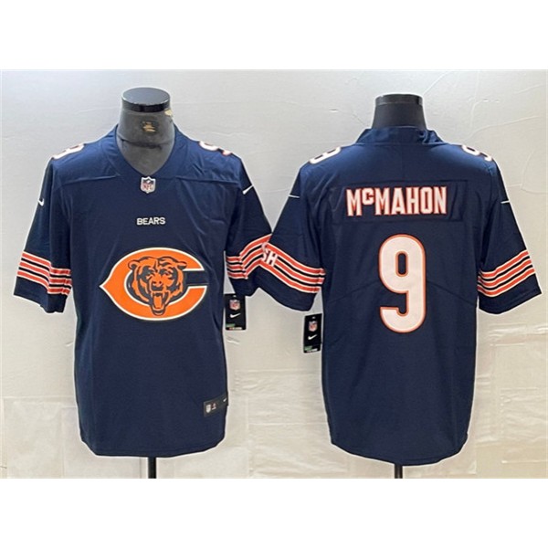 Chicago Bears #9 Jim McMahon Navy Team Big Logo Limited Vapor Untouchable Limited Stitched Jersey