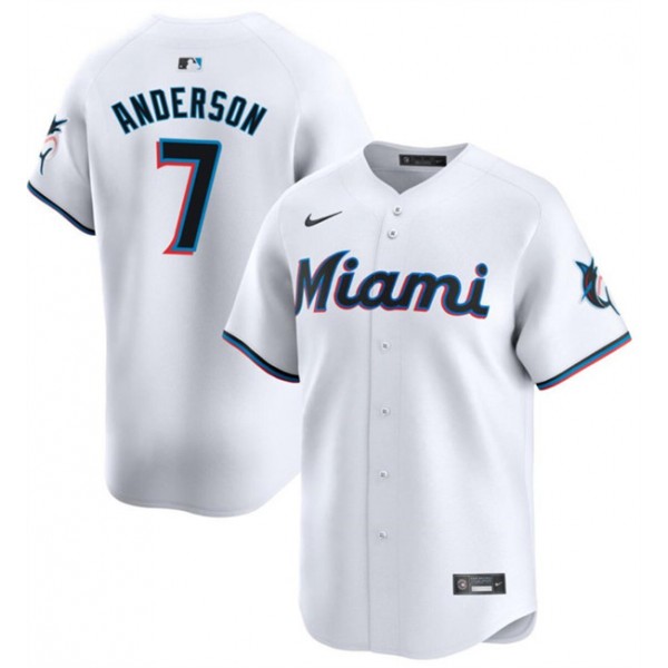 Miami Marlins #7 Tim Anderson White Home Limited Stitched Jersey
