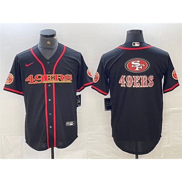 San Francisco 49ers Black Team Big Logo With Patch Cool Base Stitched Jersey