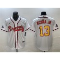 Atlanta Braves #13 Ronald Acuña Jr. White Gold World Series Champions Cool Base Stitched Jersey