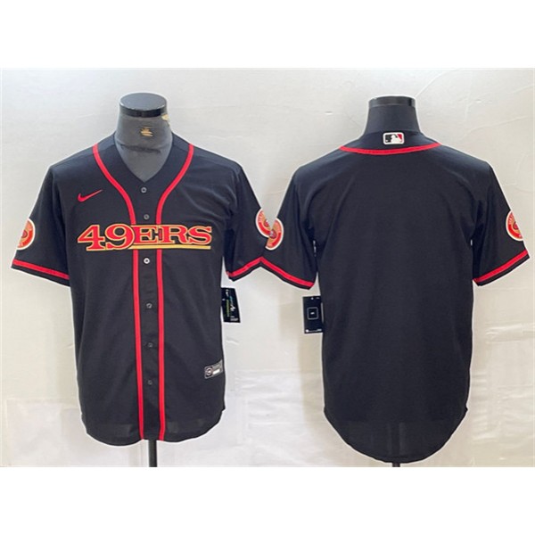 San Francisco 49ers Blank Black With Patch Cool Base Stitched Jersey