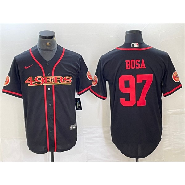 San Francisco 49ers #97 Nick Bosa Black With Patch Cool Base Stitched Jersey