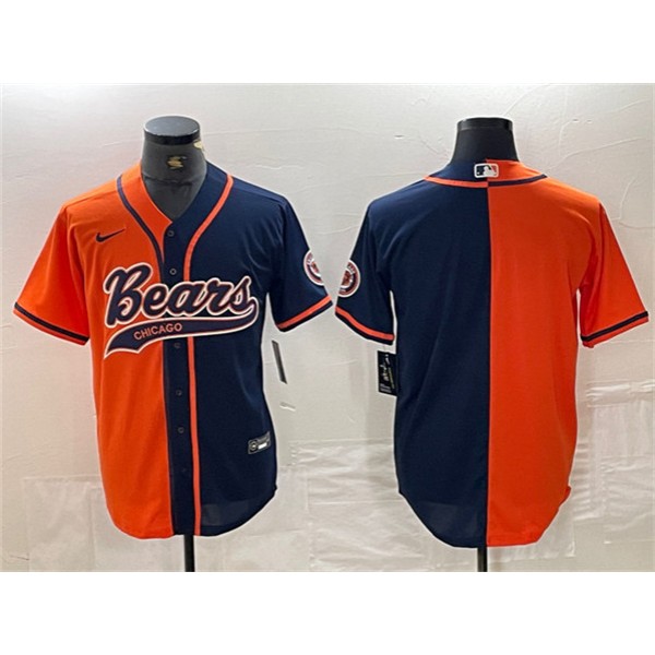 Chicago Bears Blank Orange Navy Split With Patch Cool Base Stitched Jersey