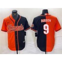 Cincinnati Bengals #9 Joe Burrow Black Orange Split With Patch Cool Base Stitched Jersey