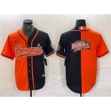 Cincinnati Bengals Team Big Logo Black Orange Split With Patch Cool Base Stitched Jersey