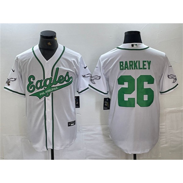 Philadelphia Eagles #26 Saquon Barkley White Cool Base Stitched Jersey