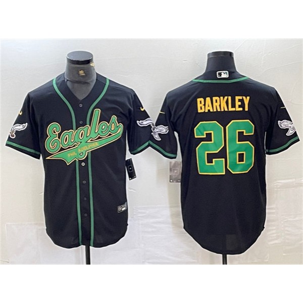 Philadelphia Eagles #26 Saquon Barkley Black Gold Cool Base Stitched Jersey