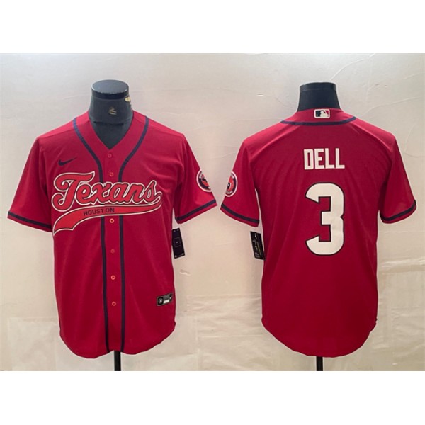Houston Texans #3 Tank Dell Red With Patch Cool Base Stitched Jersey