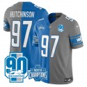 Detroit Lions #97 Aidan Hutchinson Blue Gray Split 2023 F.U.S.E. 90th Anniversary NFC North Division Champions Vapor Untouchable Limited Stitched Jersey