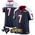 Houston Texans #7 C.J. Stroud Navy White 2023 F.U.S.E. AFC South Champions Patch And Team Logo Patch Vapor Untouchable Limited Stitched Jersey