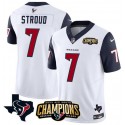Houston Texans #7 C.J. Stroud White Navy 2023 F.U.S.E. AFC South Champions Patch And Team Logo Patch Vapor Untouchable Limited Stitched Jersey