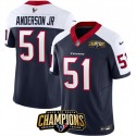 Houston Texans #51 Will Anderson Jr. Navy White 2023 F.U.S.E. With AFC South Champions Patch And Team Logo Patch Limited Stitched Jersey