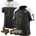 Houston Texans #7 C.J. Stroud Black White Golden 2023 F.U.S.E. With AFC South Champions Patch And Team Logo Patch Limited Stitched Jersey