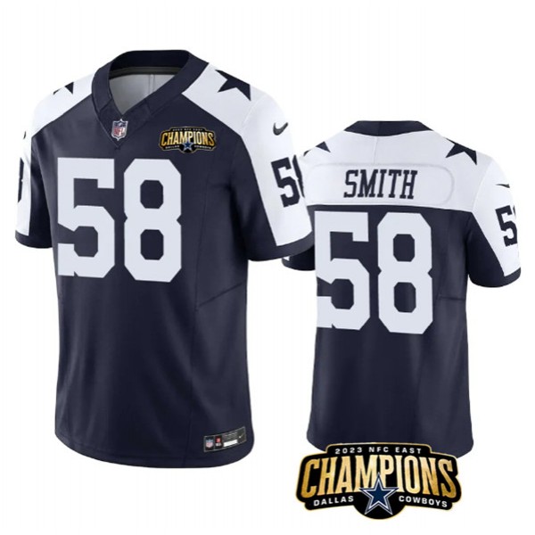 Dallas Cowboys #58 Mazi Smith Navy White 2023 F.U.S.E. NFC East Champions Patch Stitched Jersey