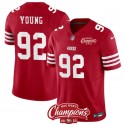 San Francisco 49ers #92 Chase Young Red 2023 F.U.S.E. NFC West Champions Patch Stitched Jersey