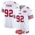 San Francisco 49ers #92 Chase Young White 2023 F.U.S.E. NFC West Champions Patch Stitched Jersey