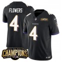 Baltimore Ravens #4 Zay Flowers Black 2023 F.U.S.E. AFC North Champions Vapor Limited Jersey