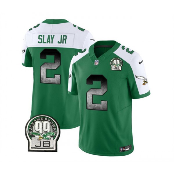 Philadelphia Eagles #2 Darius Slay JR Green White 2023 F.U.S.E. Throwback Vapor Untouchable Limited Stitched Jersey