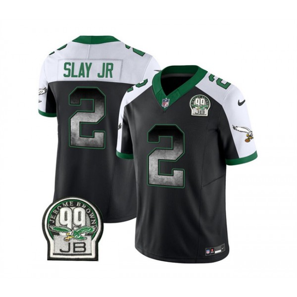 Philadelphia Eagles #2 Darius Slay JR Black White 2023 F.U.S.E. Throwback Vapor Untouchable Limited Stitched Jersey