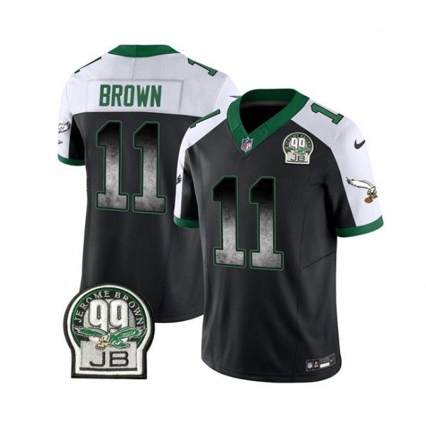 Philadelphia Eagles #11 A. J. Brown Black White 2023 F.U.S.E. Throwback Vapor Untouchable Limited Stitched Jersey