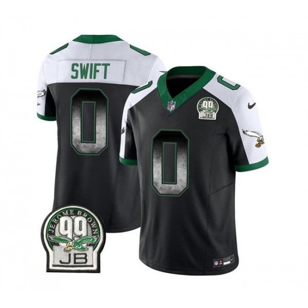 Philadelphia Eagles #0 D'Andre Swift Black White 2023 F.U.S.E. Throwback Vapor Untouchable Limited Stitched Jersey