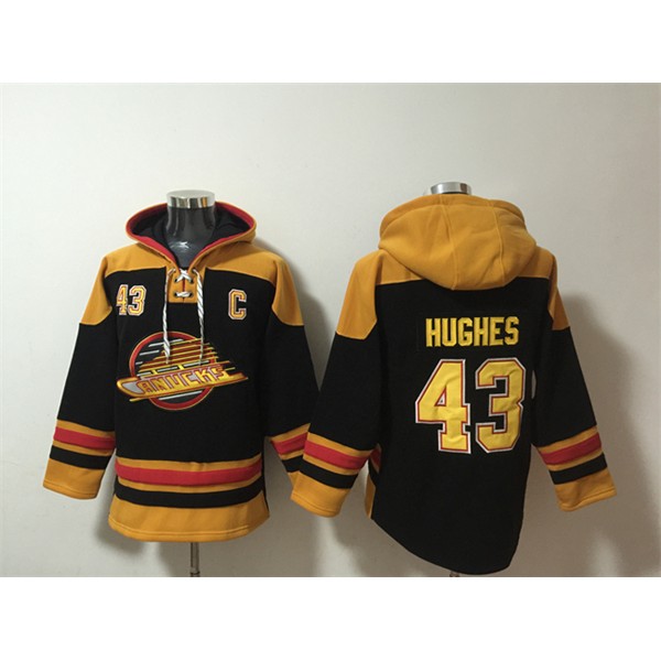 Vancouver Canucks #43 Quinn Hughes Green Ageless Must-Have Lace-Up Pullover Hoodie