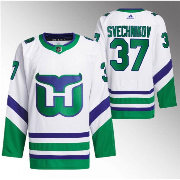 Carolina Hurricanes #37 Andrei Svechnikov White 2023 24 Stitched Jersey