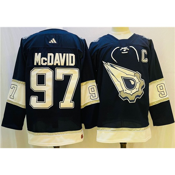 Edmonton Oilers #97 Connor McDavid Navy White Stitched Jersey