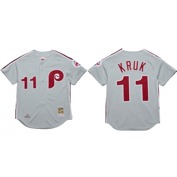 Philadelphia Phillies #11 John Kruk Grey 1989 Stitched Jersey