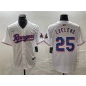 Texas Rangers #25 Jose Leclerc White Gold Cool Base Stitched Jersey