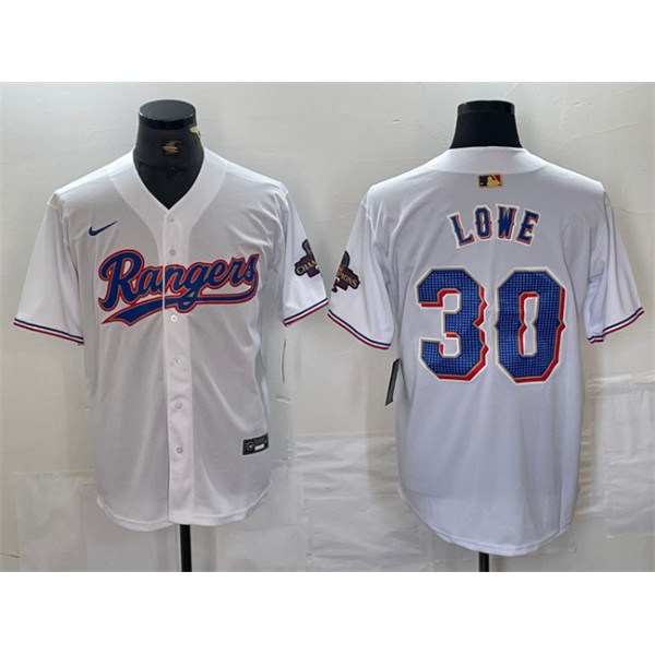 Texas Rangers #30 Nathaniel Lowe White Gold Cool Base Stitched Jersey