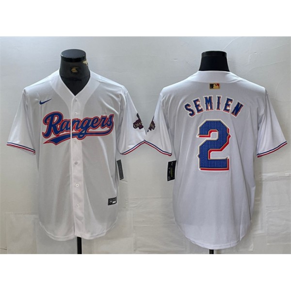 Texas Rangers #2 Marcus Semien White Gold Cool Base Stitched Jersey