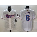 Texas Rangers #6 Josh Jung White Gold Cool Base Stitched Jersey